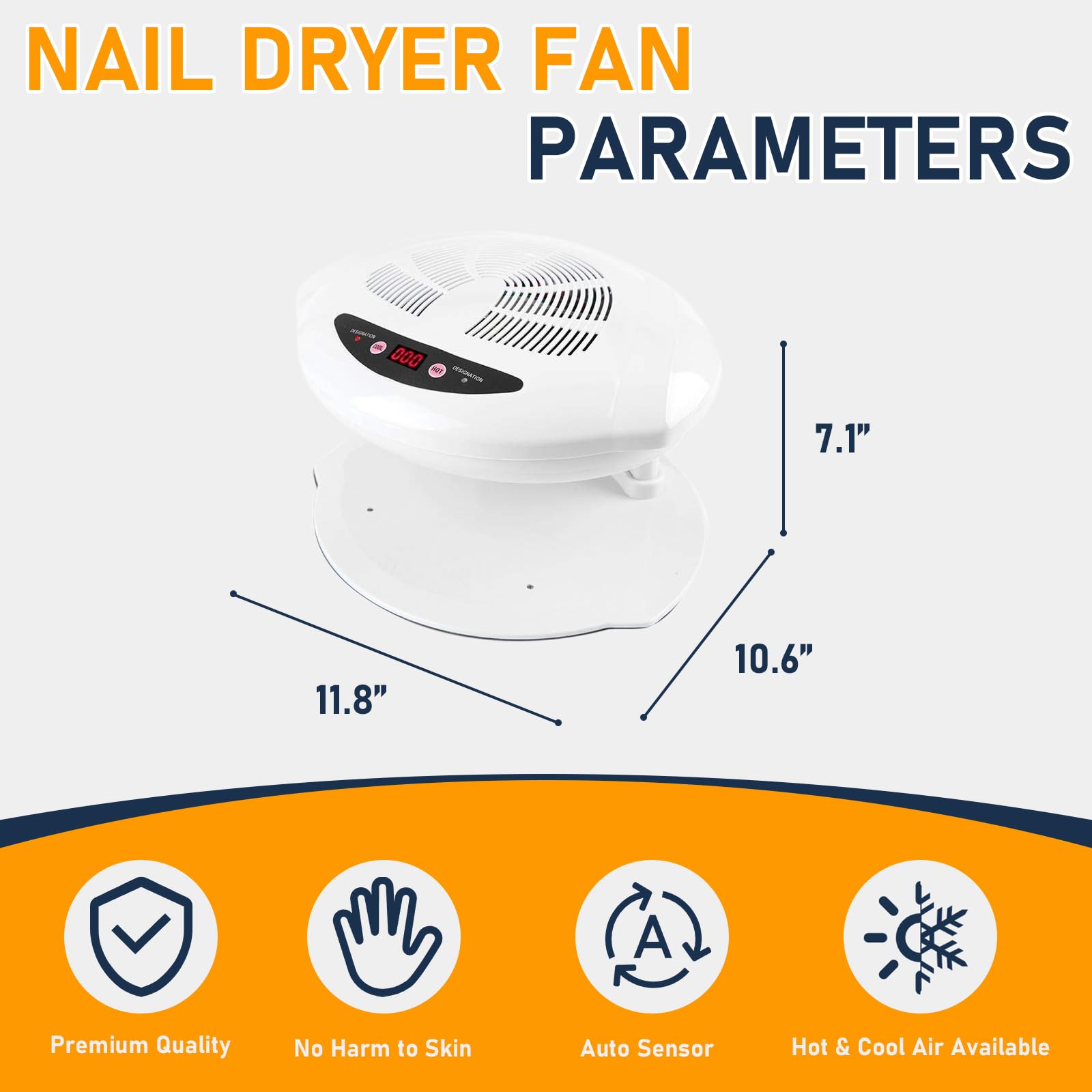 QUTUNI Nail Dryer for Regular Polish, 400W Large Nail Dryer Fan