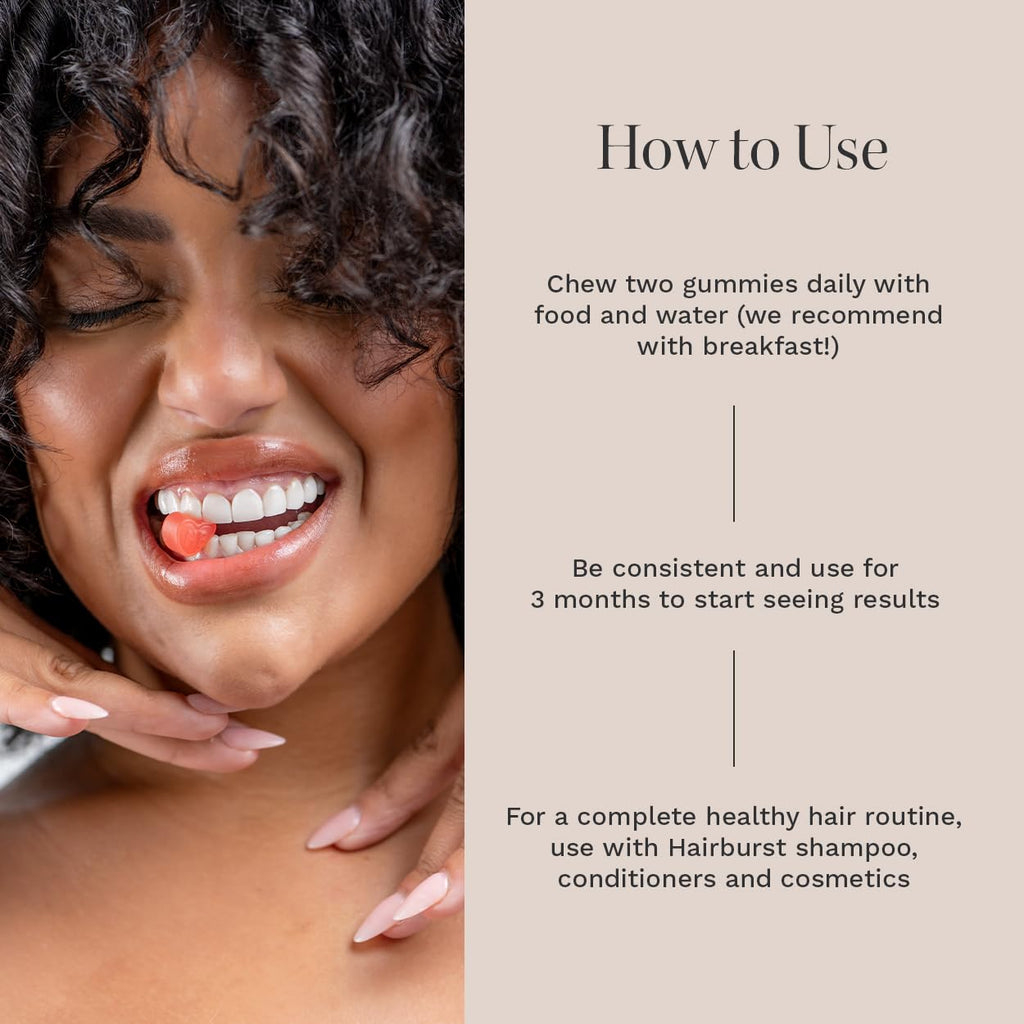 HAIR BURST Hair Growth Biotin Gummies - Daily Vitamins - 30 Day Supply