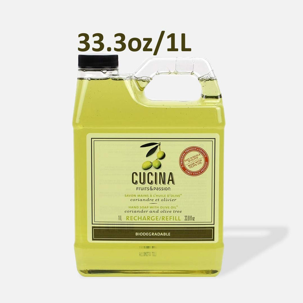 Cucina Hand Wash Refill, 33.8 Fluid Ounces (2, Coriander and Olive Tree), Made in Canada