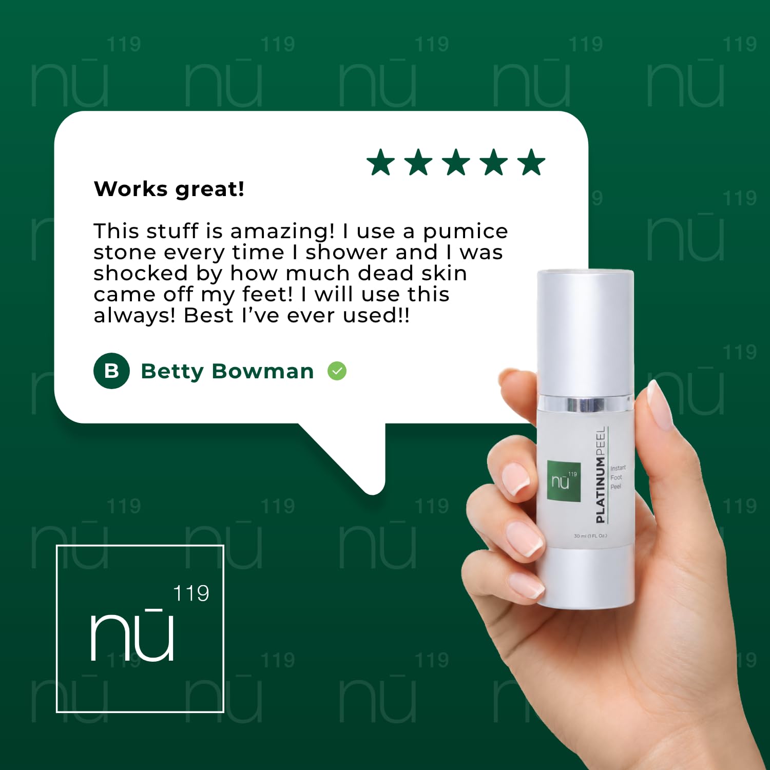 nu119 Platinum Instant Foot Peeling Spray – Professional-Grade Exfoliating Foot Peel for Dry, Cracked & Rough Skin – Callus & Dead Skin Remover – Fast-Acting Spray with Luxury Foot File