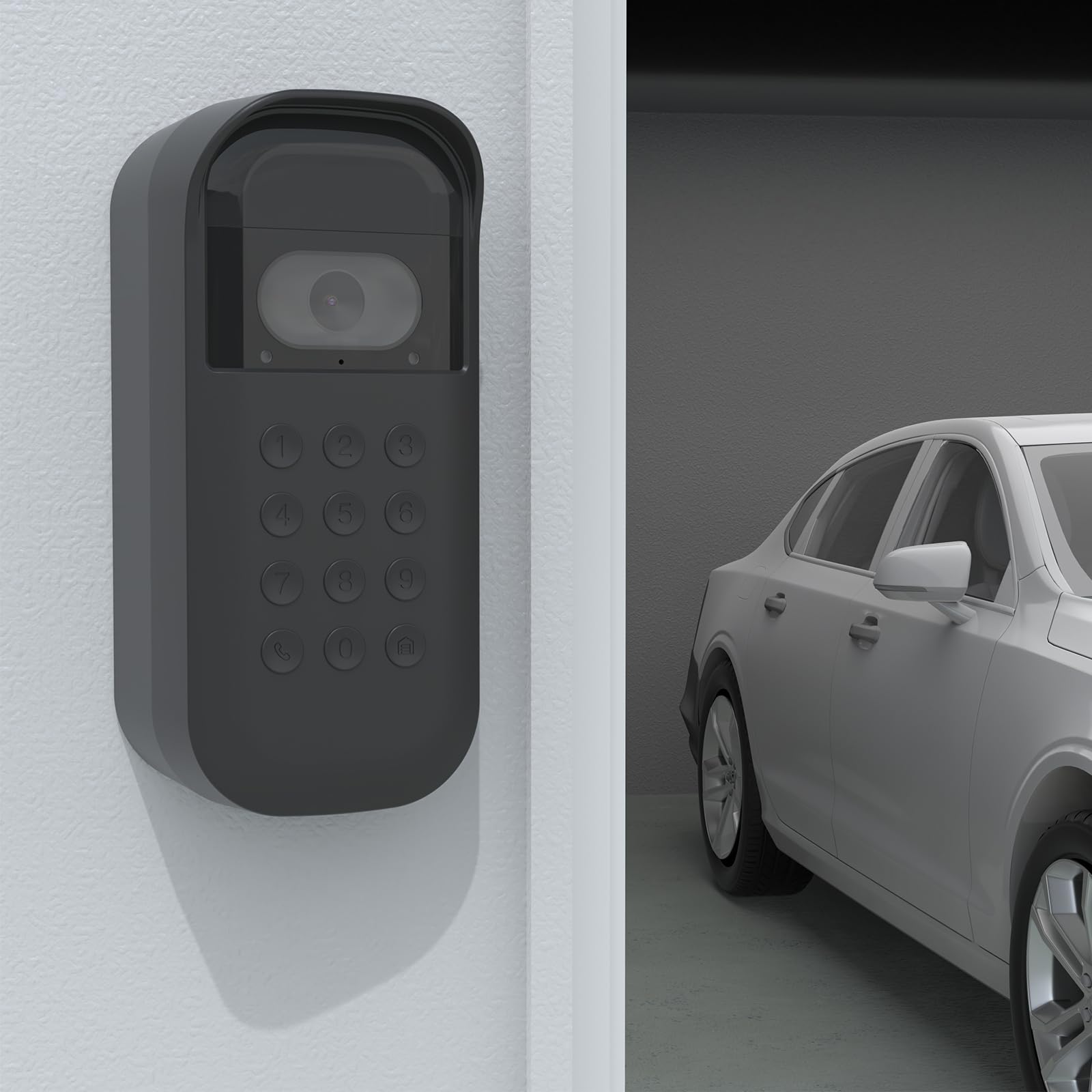 Koroao Silicone Skin Cover for myQ Smart Garage Door Video keypad with Angle Mount Accessories (Only for Left，Black)