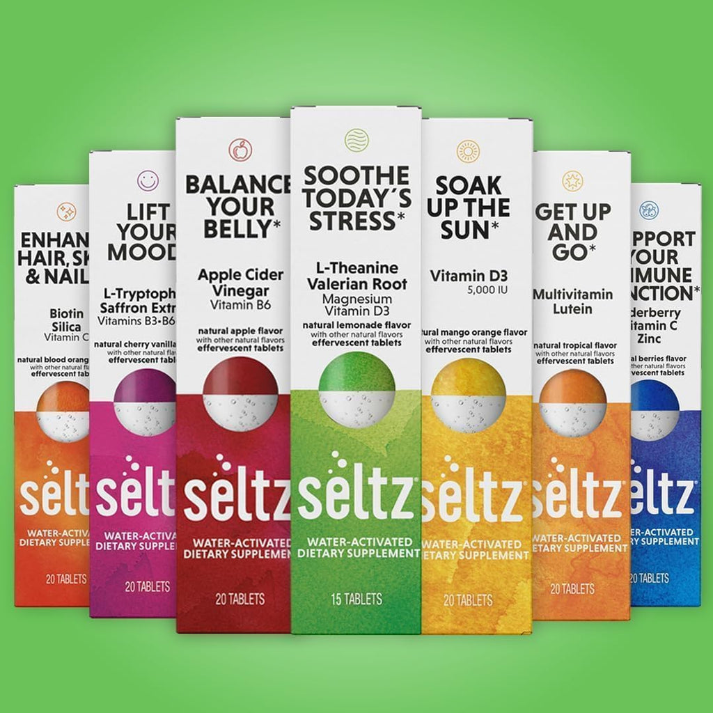 Seltz Stress Support Drink Tablets, Effervescent L-Theanine with Magnesium