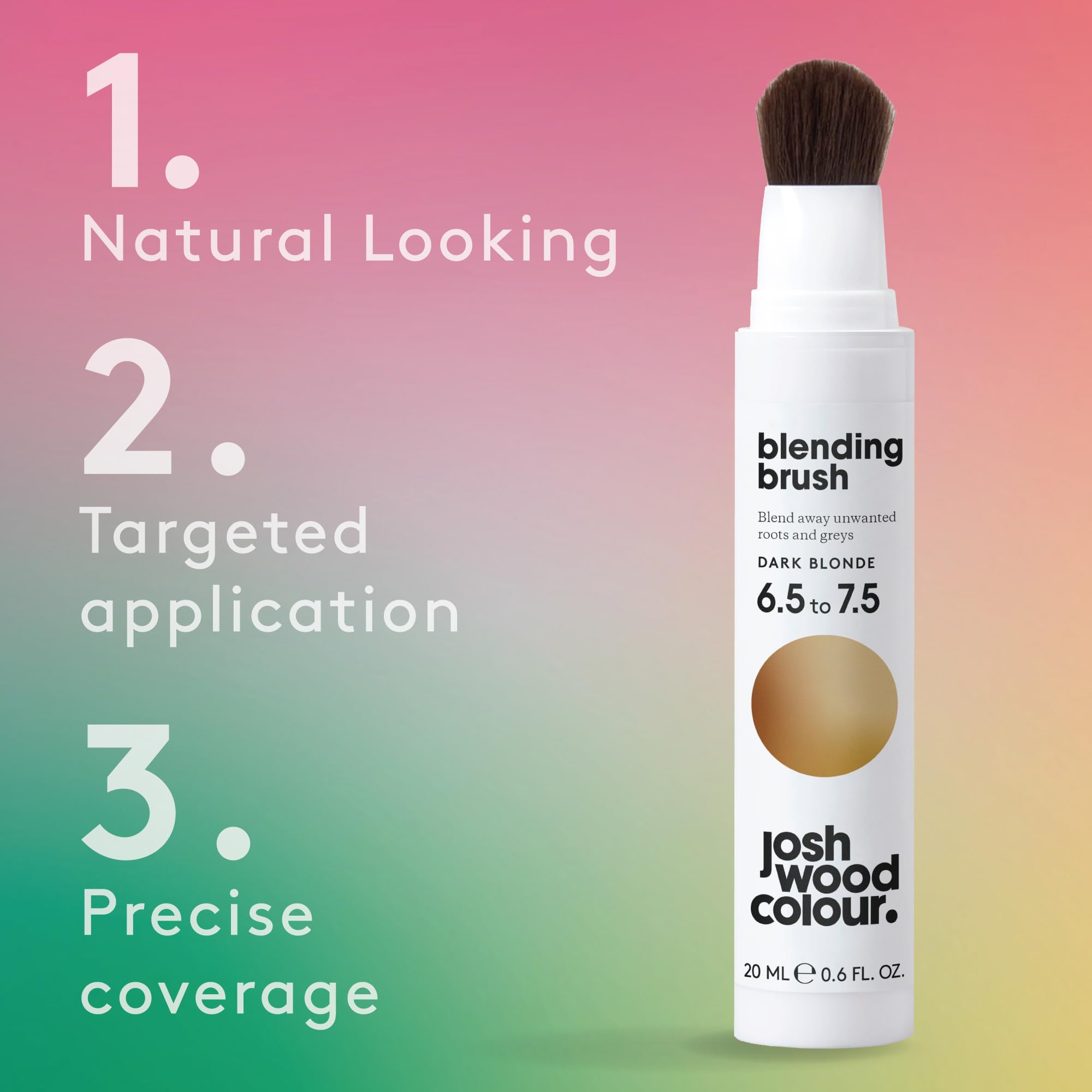 Josh Wood Blending Brush, Grey Root Touch Up, Dark Blonde, Vegan, 20ml