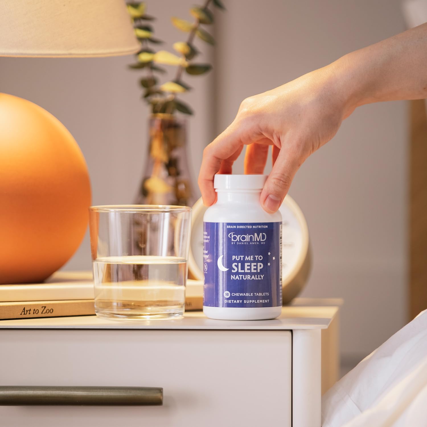 BRAINMD Dr Amen Put Me To Sleep Naturally - 90 Chewable Tablets - with Melatonin, L-Theanine, Magnesium, GABA, Vitamin B6 & 5-HTP - Gluten Free - 45 Servings