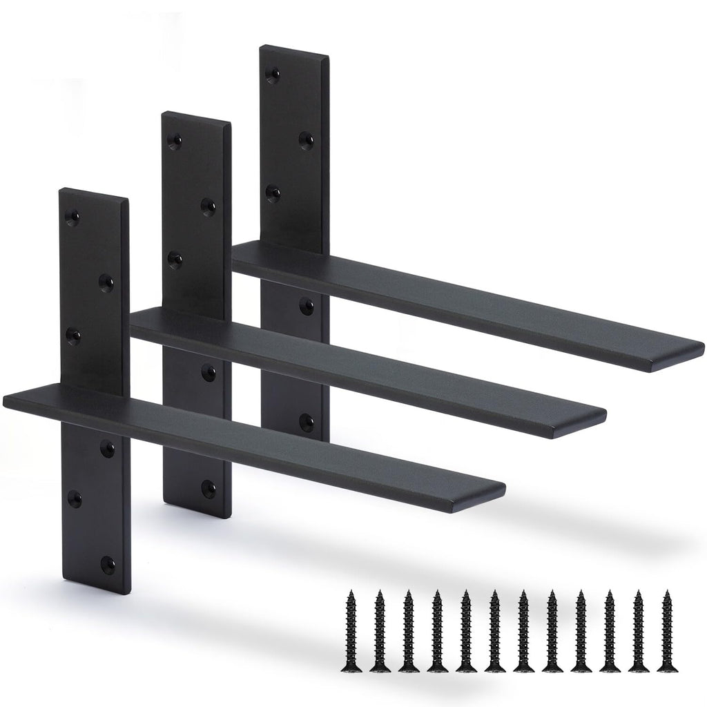 Floating Shelf Bracket 3/8" Thick Heavy Duty Shelf Brackets 3 Pack Free Hanging Countertop Support Bracket 18" Lx2.5 W Floating Wall Brackets for Cabinets, Granite, Dishwasher, Bench Seats Vanities