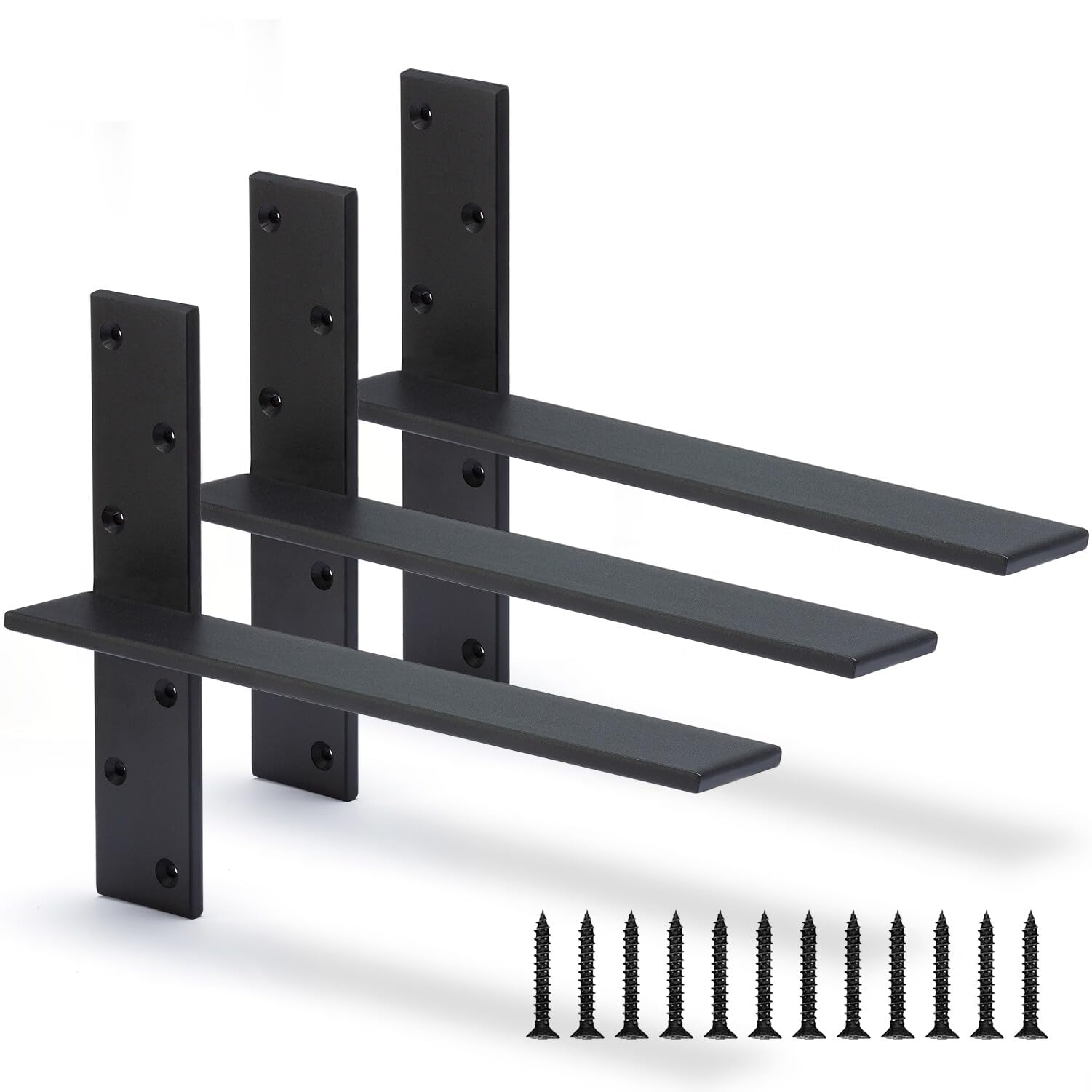 Floating Shelf Bracket 3/8" Thick Heavy Duty Shelf Brackets 3 Pack Free Hanging Countertop Support Bracket 18" Lx2.5 W Floating Wall Brackets for Cabinets, Granite, Dishwasher, Bench Seats Vanities