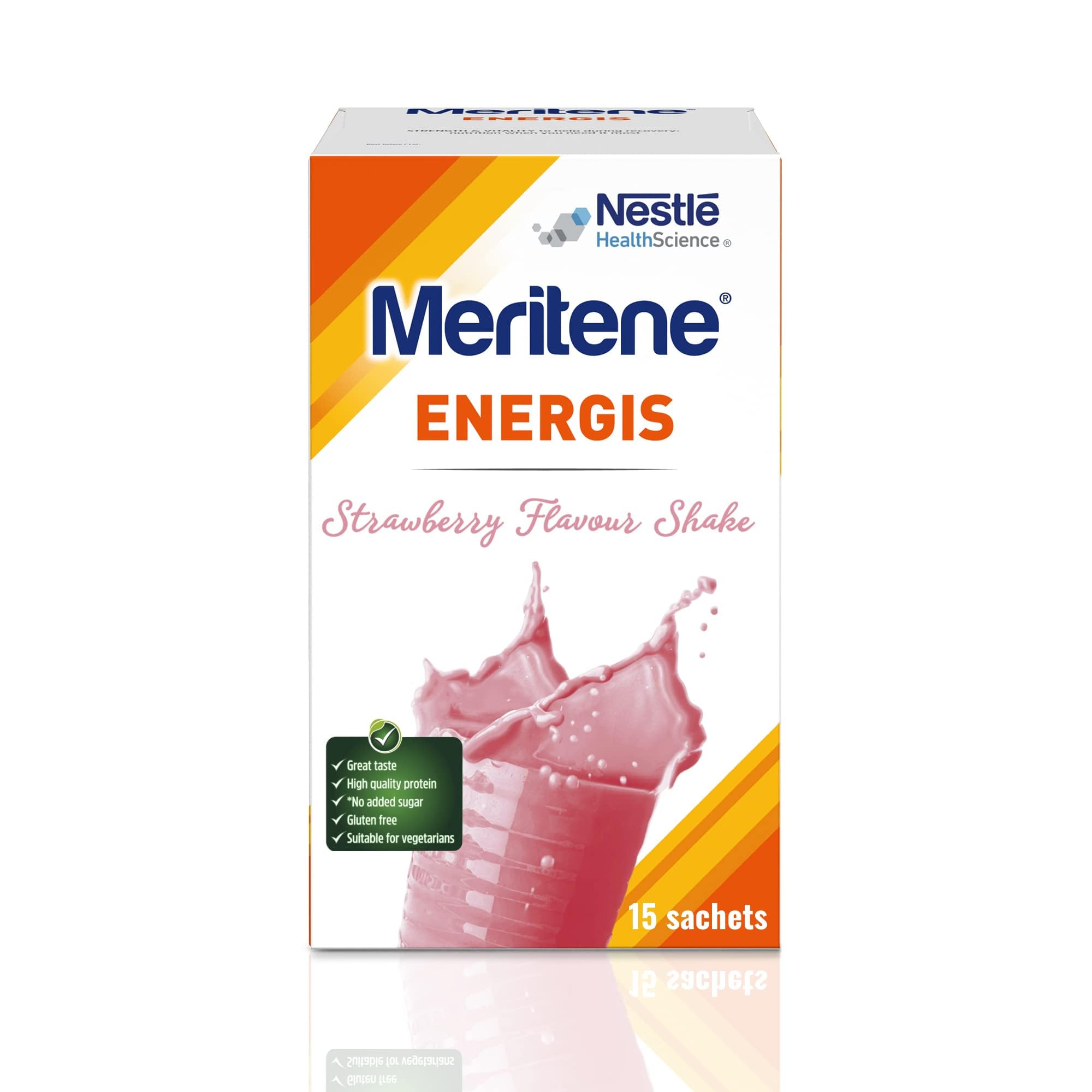Meritene Energis Strawberry Protein Shake | 30g Powder Sachets, Pack of 15
