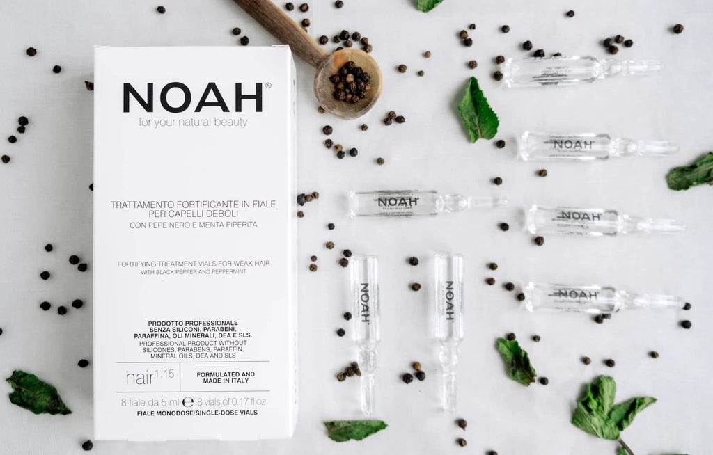 Noah Natural Fortifying Hair 1.15 Treatment Vials Serum with Black Pepper & Peppermint for Weak Hair, Strengthening & Revitalizing Formula, Vegan, Plant-Based Formula 8 Vials of 5ml