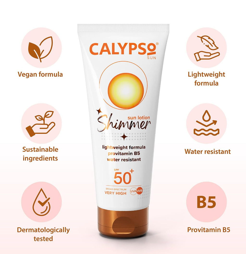 Calypso Shimmer Sun Lotion SPF50 + | UVA + UVB, Water Resistant, 100ml