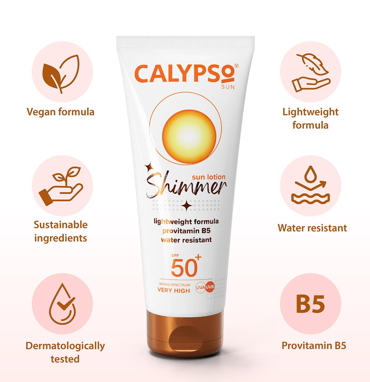 Calypso Shimmer Sun Lotion SPF50 + | UVA + UVB, Water Resistant, 100ml