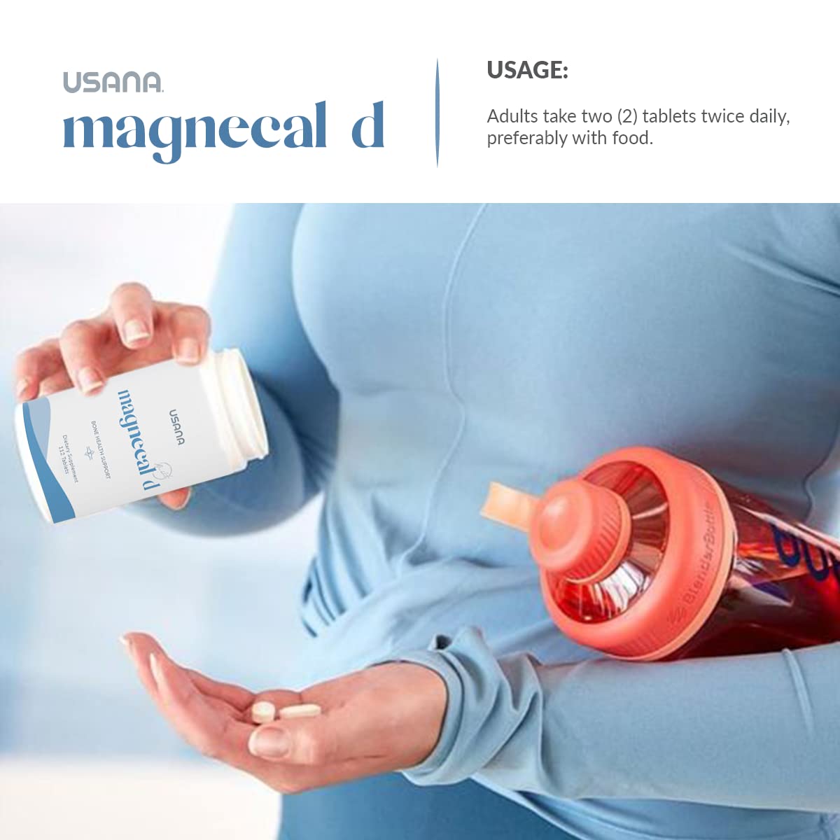 USANA MagneCal D - Balanced Ratio of Magnesium and Calcium Fortified with Vitamin D - 112 Tablets - 28 Day Supply