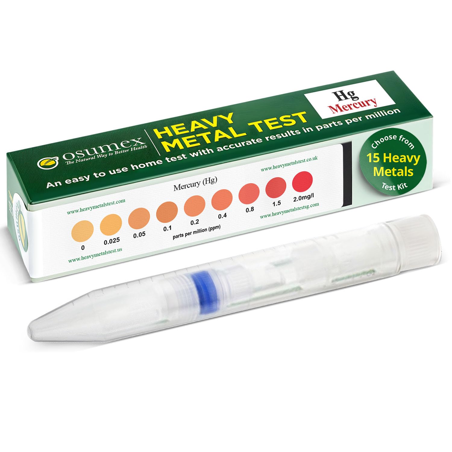 Osumex Heavy Metal Mercury Test Kit 1 Pack Heavy Metals Test - Drinking Water Test Kit, Heavy Metal Test Kit, Mercury Testing Kit, Heavy Metals Testing Kit for Urine, Water, Food, & Other Materials