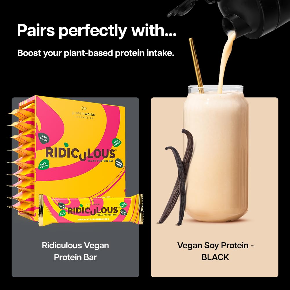Protein Works | Vegan Soy Protein - Black, Vanilla Crème, 16 Servings, 500g