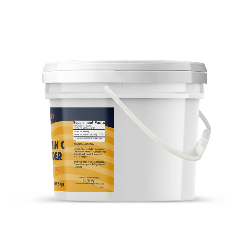 Luonix Vitamin C Powder, 1 Gallon Bucket, Ascorbic Acid, Supplement