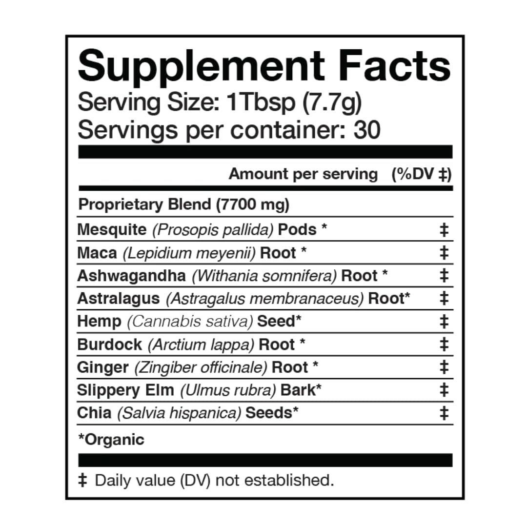 Anima Mundi Apothecary Qi Energy & Protein Superfood Powder - Adaptogenic Adrenal Support Supplement with Ashwagandha & Slippery Elm - Mood & Energy Support Supplement & Protein Powder (8oz / 227g)