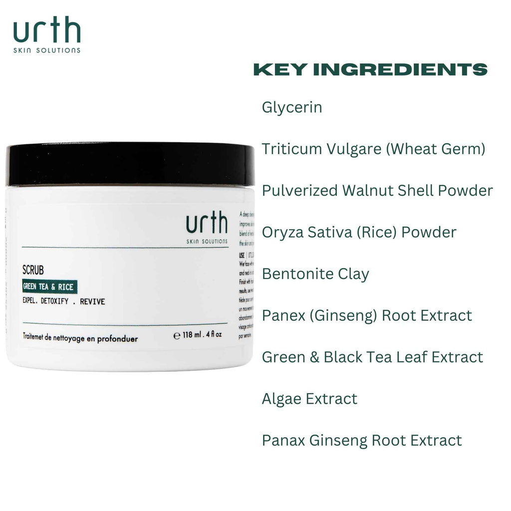 Urth Men's Exfoliating Face Scrub with Green Tea & Rice (4 oz), Deep Cleansing, Minimizes Blackheads, Smooths Skin, Daily Facial Scrub for Sensitive Skin, Exfoliator for Men, Revitalizes & Refresh