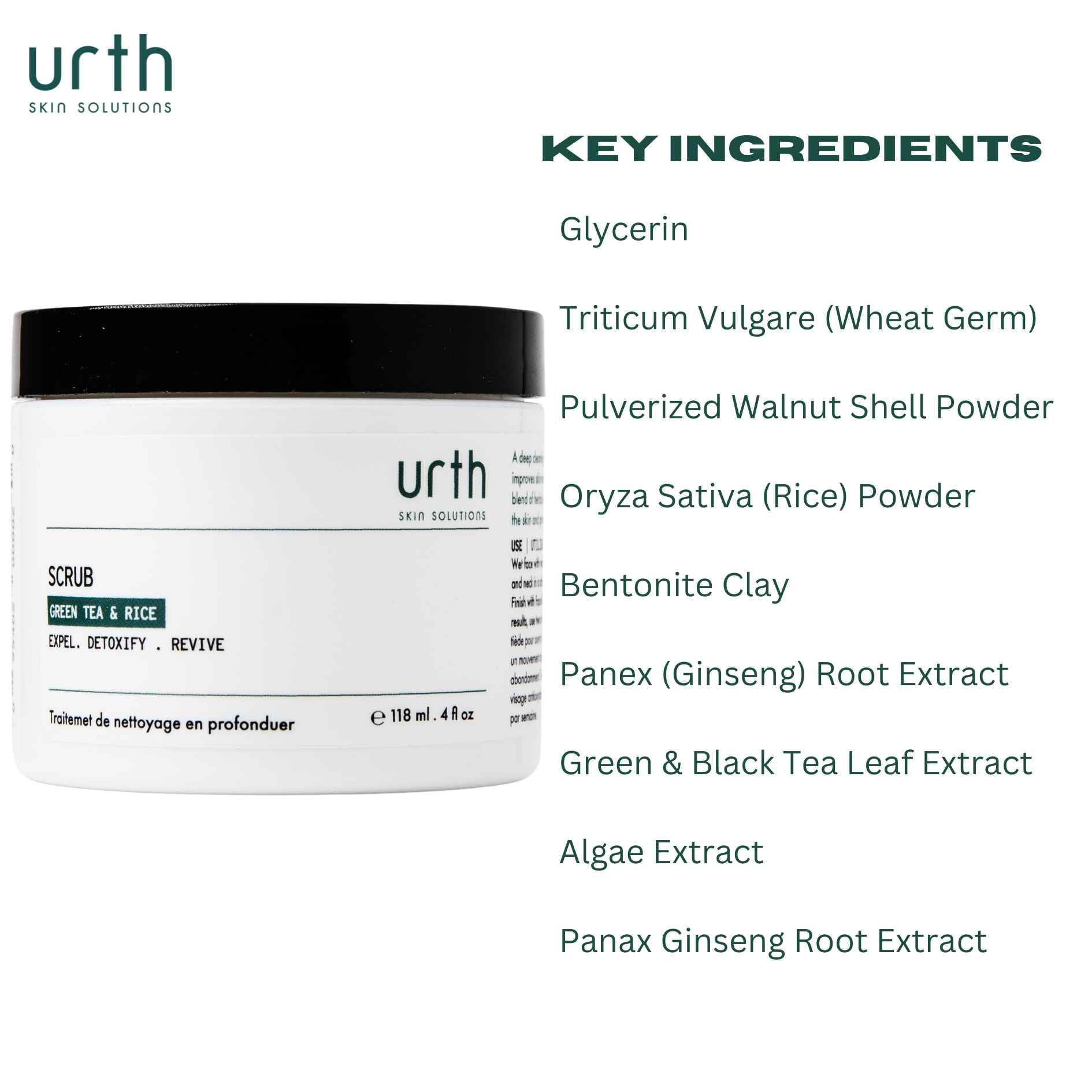 Urth Men's Exfoliating Face Scrub with Green Tea & Rice (4 oz), Deep Cleansing, Minimizes Blackheads, Smooths Skin, Daily Facial Scrub for Sensitive Skin, Exfoliator for Men, Revitalizes & Refresh