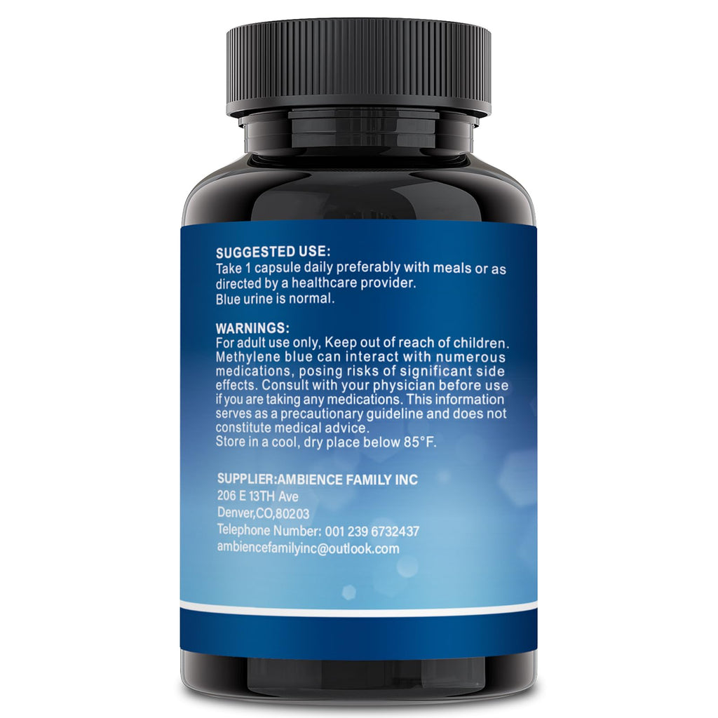Liophy Methylene Blue Capsules — Premium Quality Methylene Blue with Vitamin C Ester, Dietary Supplement, 60 Easy‑to‑Swallow Capsules