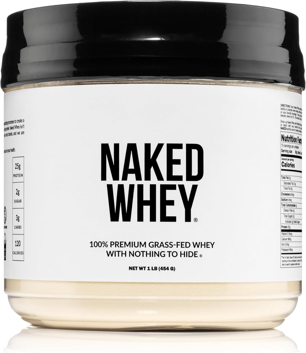 NAKED Whey 1Lb - Only 1 Ingredient, Grass Fed Whey Protein Powder, NSF Certified, Undenatured, No Gmos, No Soy, Gluten Free, Stimulate Growth, Enhance Recovery - 15 Servings