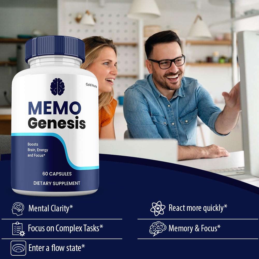 Memo Genesis Supplement Pills, All Natural Brain and Cognitive Clarity Support, MemoGenesis Capsules (3 Pack)