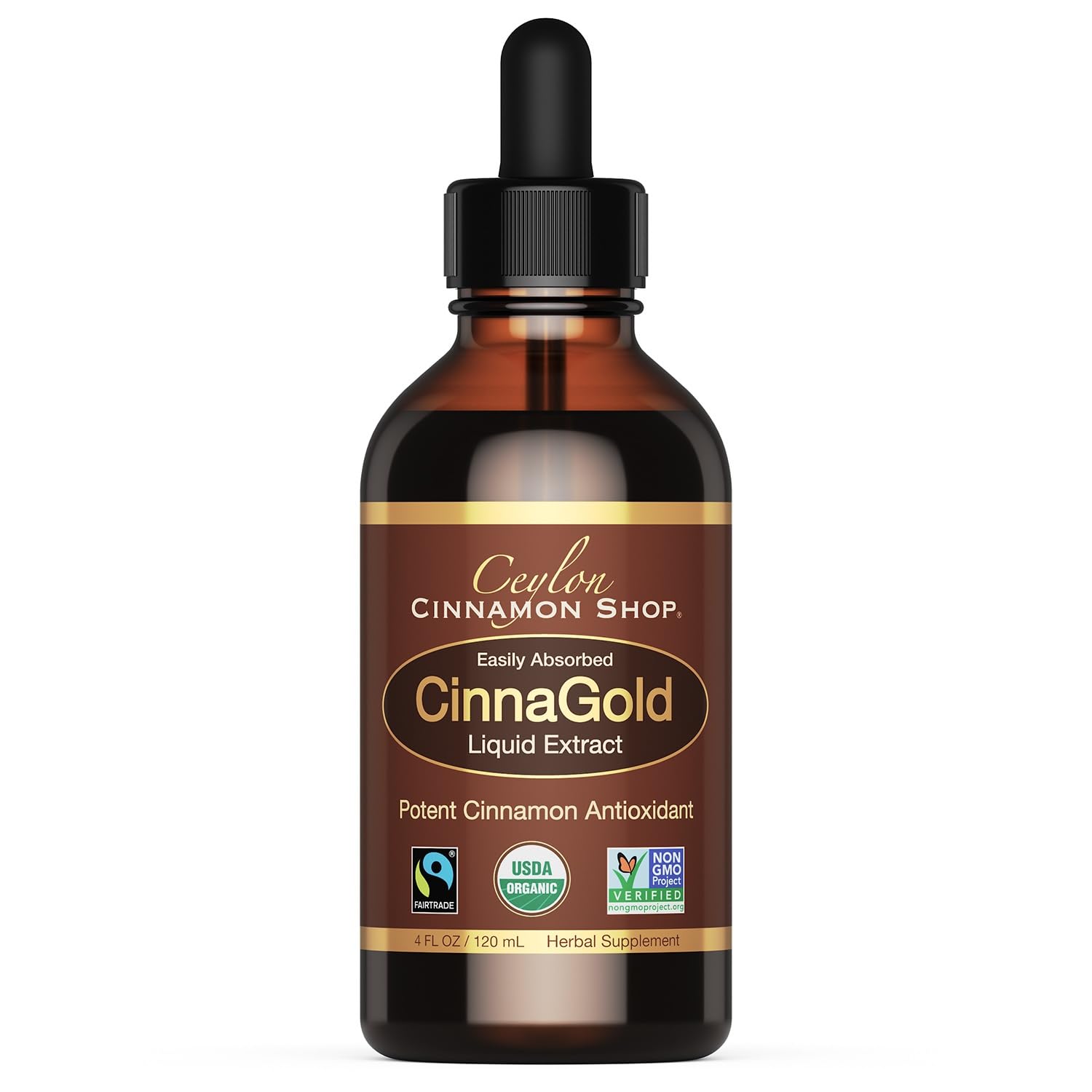 CinnaGold™ Organic Ceylon Cinnamon Liquid Extract Supplement - 4 oz