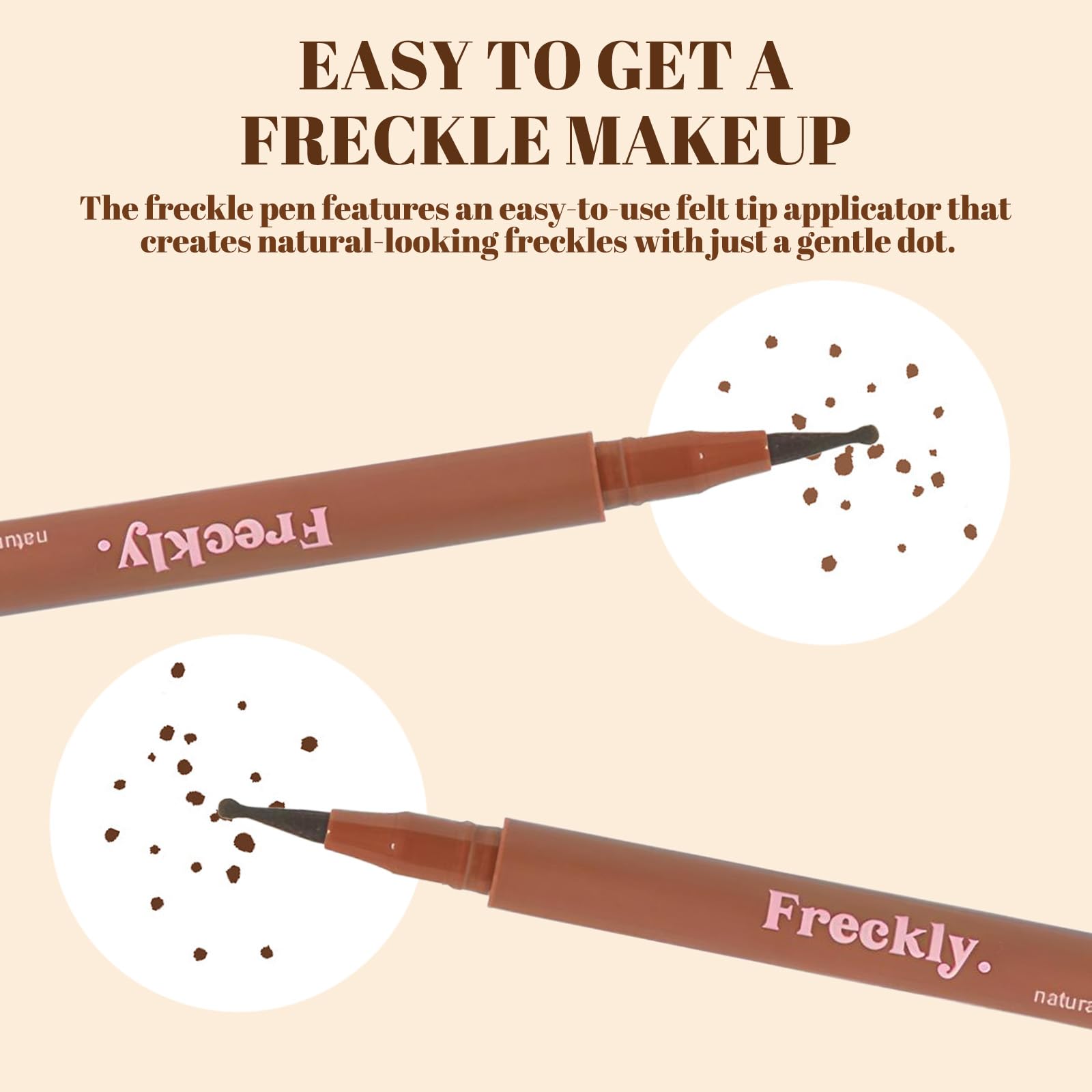 Felt Tip Freckle Stamp – Effortless, Natural-Looking Freckle Tint. Quick-Drying, Waterproof, Long-Lasting Pen. Skin-Friendly Makeup for Faux Freckles. (Dark Brown)