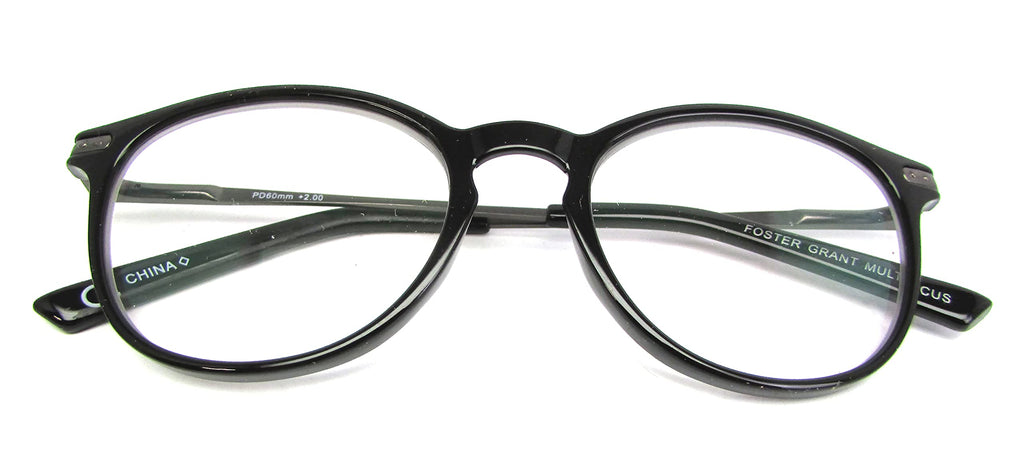 Foster Grant McKay Multifocus Round Reading Glasses Black (Black, 1.50)
