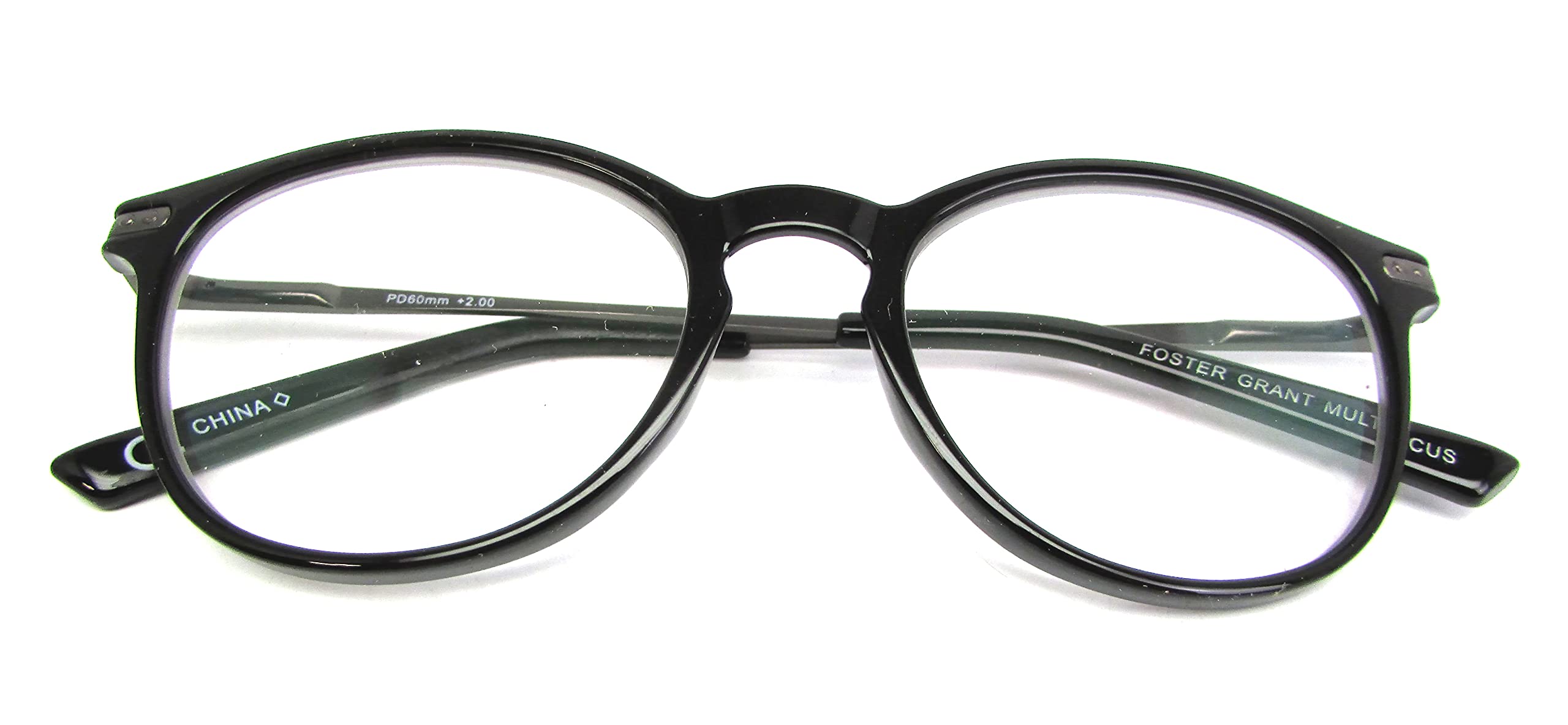 Foster Grant McKay Multifocus Round Reading Glasses Black (Black, 1.50)