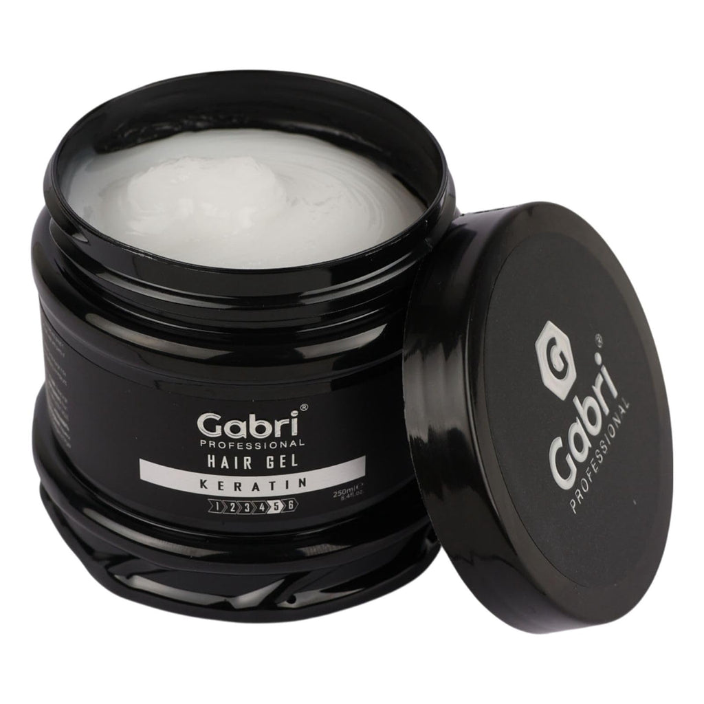 Gabri Hair Styling Gel, Firm Hold Styling Hair Gels, High Gloss, Anti-Frizz Effect, Edge Control, For All Hair Types (250 g (1 Pack), Keratin)