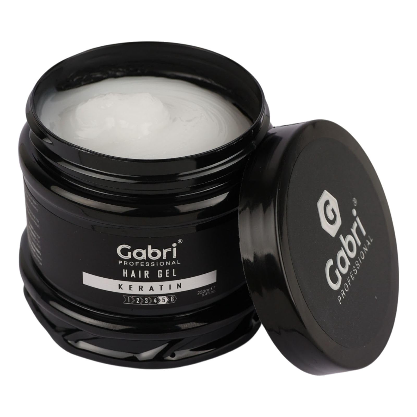 Gabri Hair Styling Gel, Firm Hold Styling Hair Gels, High Gloss, Anti-Frizz Effect, Edge Control, For All Hair Types (250 g (1 Pack), Keratin)