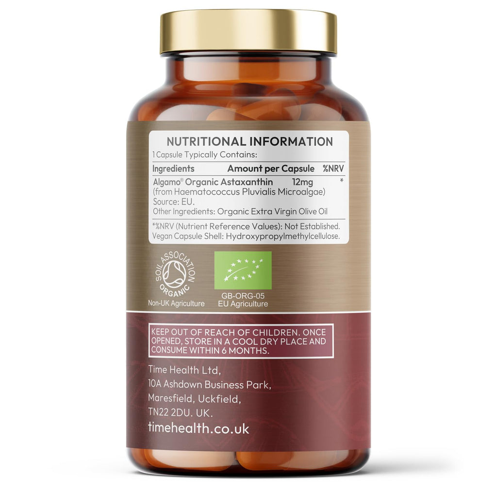 Organic Astaxanthin Oil - Algamo® 12mg - 60 Capsules - UK Made