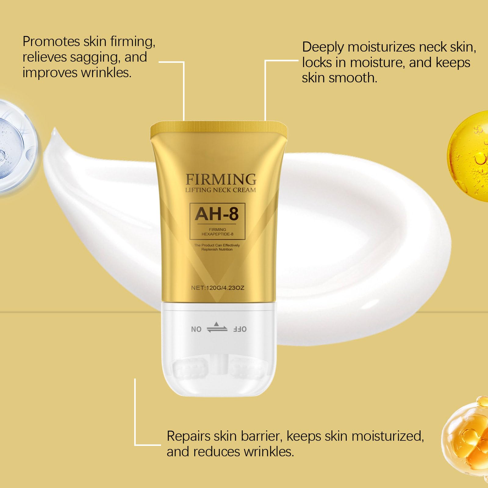 neck & eye Care Tightening & Revitalizing Set, AH-8 Firming Neck Cream + Electric Massage Eye Cream