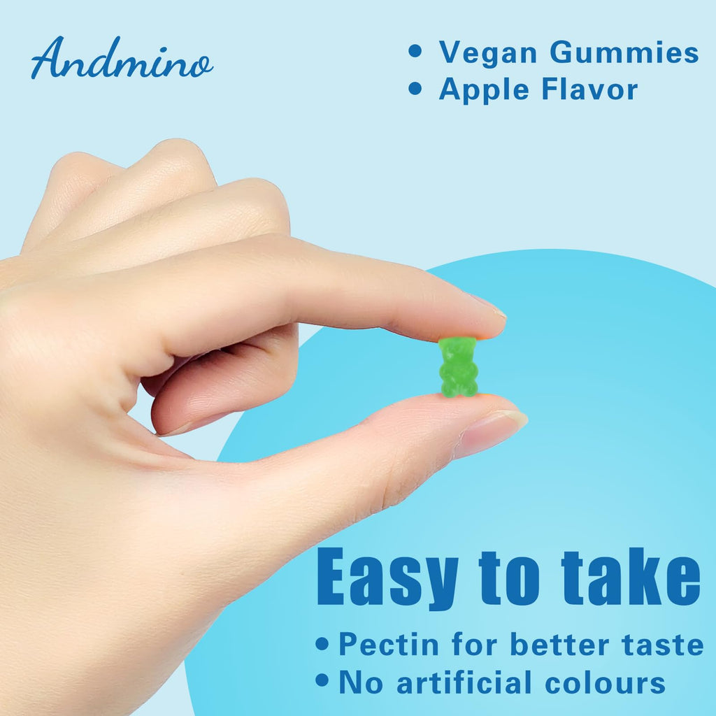 andmino HMB and L-Leucine Gummies, 3000mg, with Trehalose, for Muscle Growth, Muscle Relief and Workout Recovery, for Adults & Elder, Non-GMO, Vegan, Gluten Free, Apple Flavor, 120