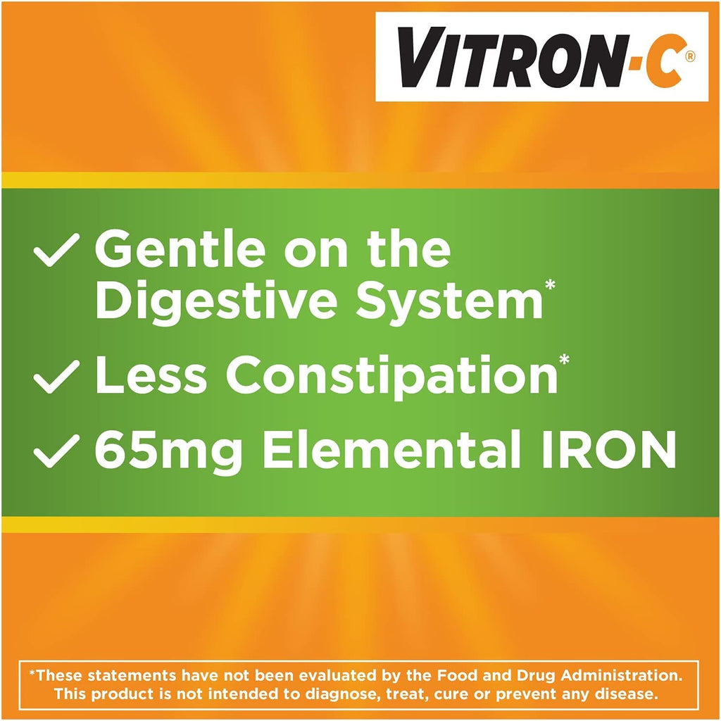 Vitron-C Iron Supplement Plus Vitamin C Coated Tablets 60 ct (5 Pack)