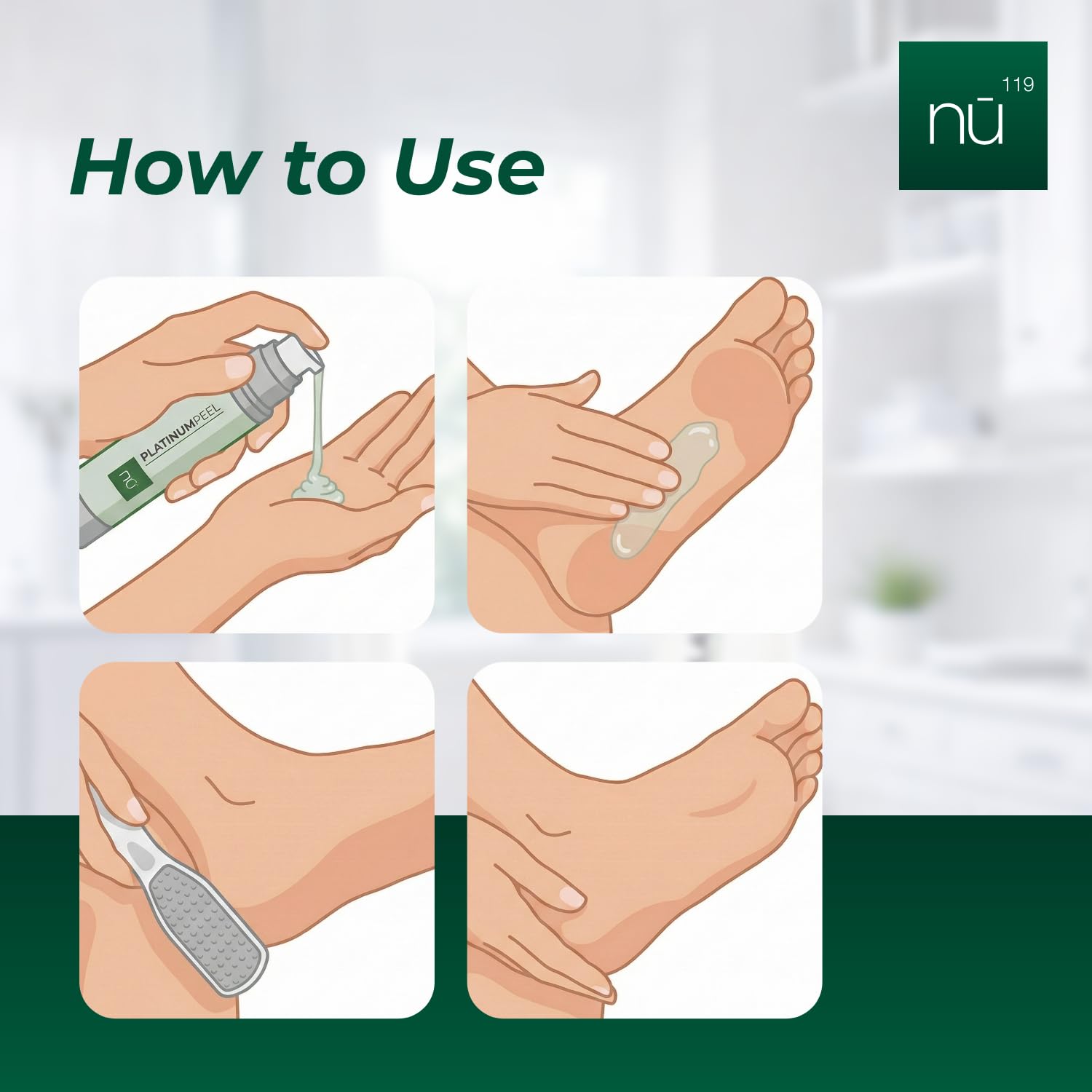 nu119 Platinum Instant Foot Peeling Spray – Professional-Grade Exfoliating Foot Peel for Dry, Cracked & Rough Skin – Callus & Dead Skin Remover – Fast-Acting Spray with Luxury Foot File