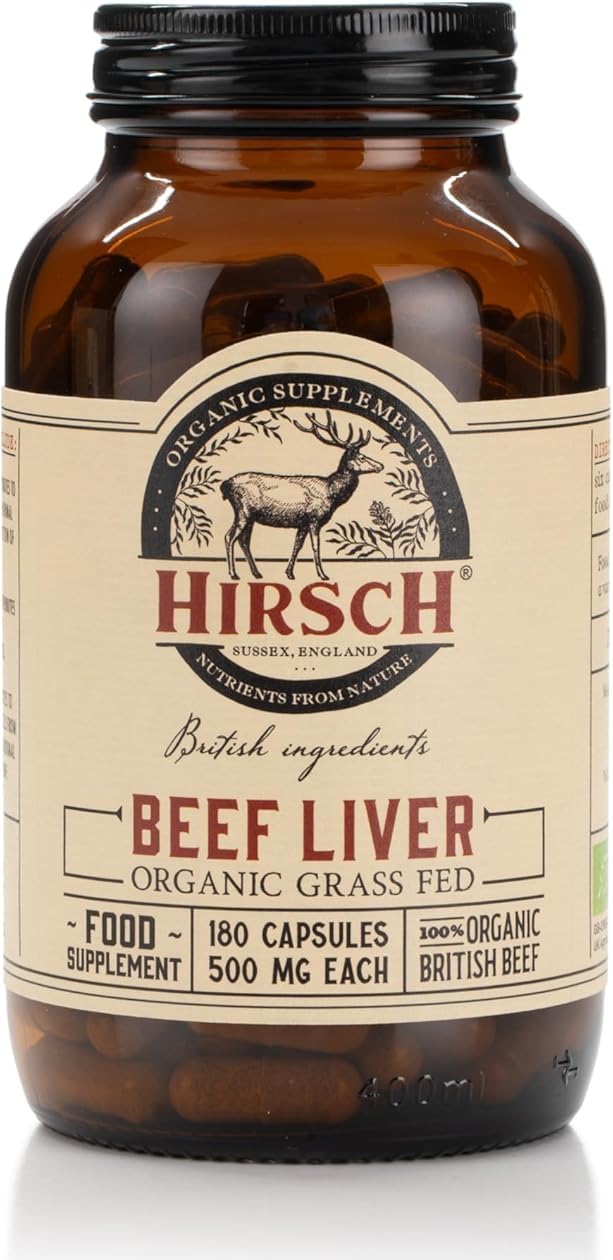Hirsch PrimeOrgan™ 100% Organic Grass Fed UK Beef Liver Supplement Capsules