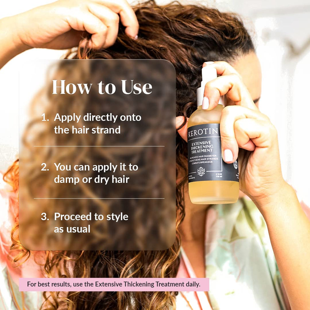Kerotin Extensive Thickening Treatment Spray for Fine and Thin Hair - Spray I Hair Diameter Booster and Heat Protectant. All-natural, Cruelty and Alcohol-Free, Made in the USA. (1)