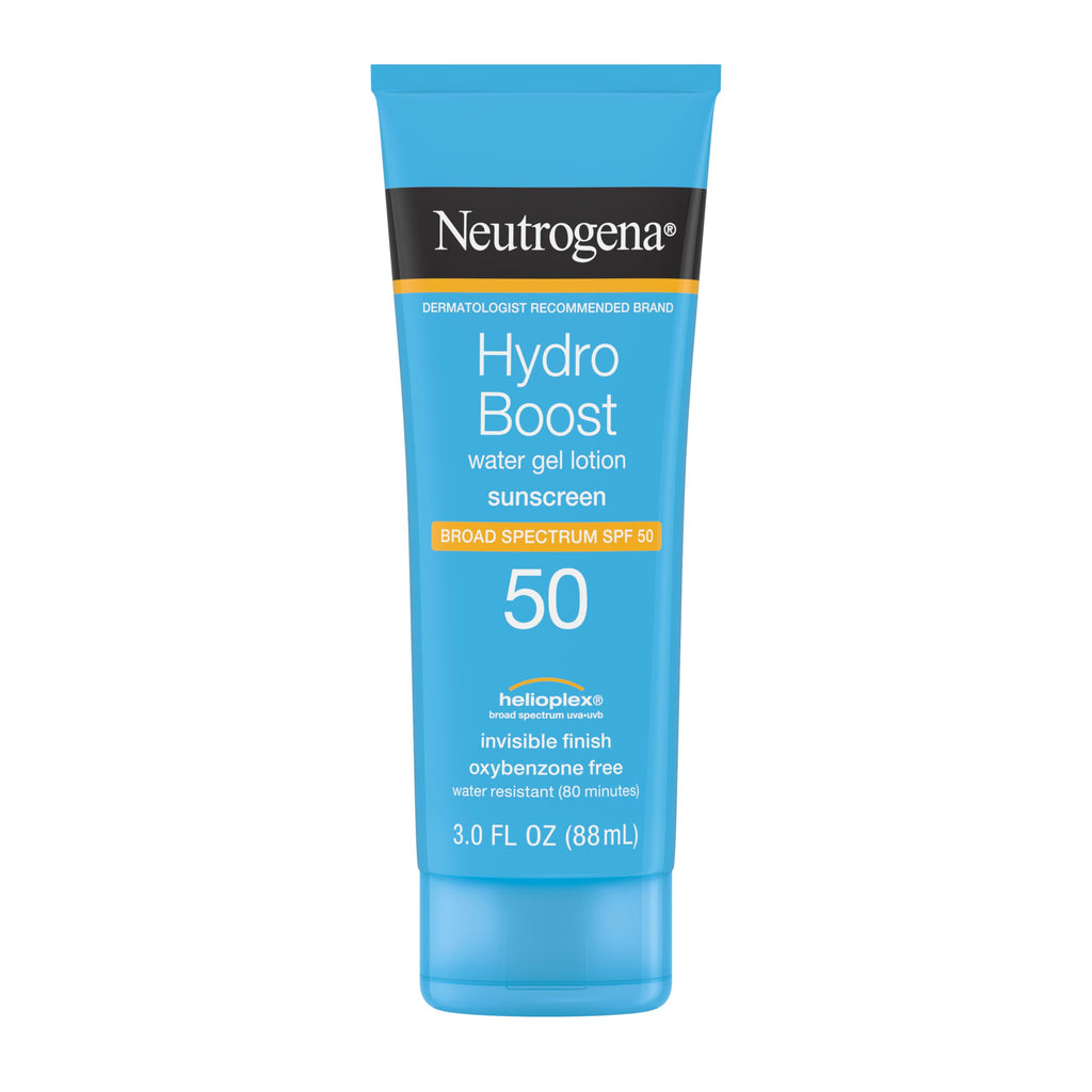 Neutrogena Hydro Boost Water Gel Sunscreen SPF 50, Hydrating & Water‑Resistant Face & Body Sunscreen Lotion, Non‑Greasy, Broad Spectrum, Lightweight Moisturizer, 3 fl oz