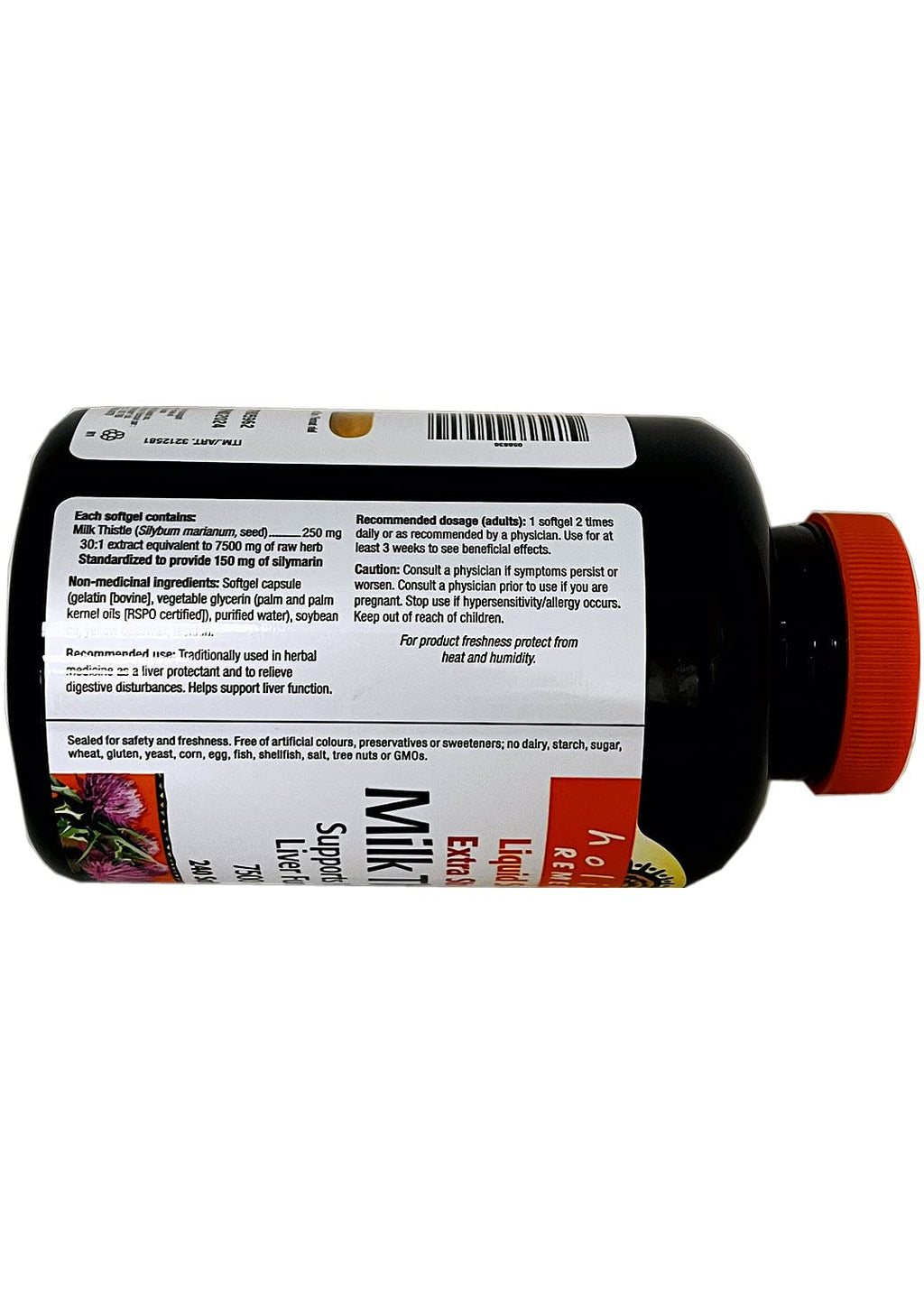 Holista Extra Strength Milk Thistle 250 mg - 240 softgels