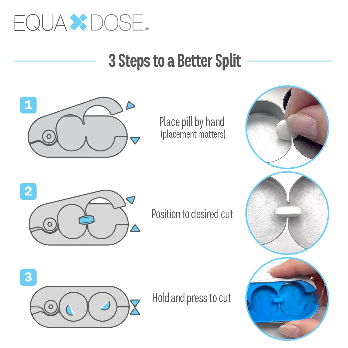 EQUADOSE Pill Splitter with Premium and Durable Aluminum Blades, Blue