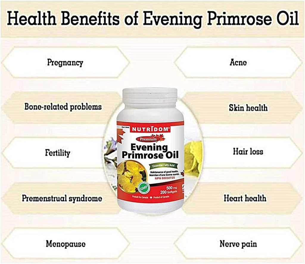 Nutridom Evening Primrose Oil Omega-6 & GLA 500mg 200Softgels