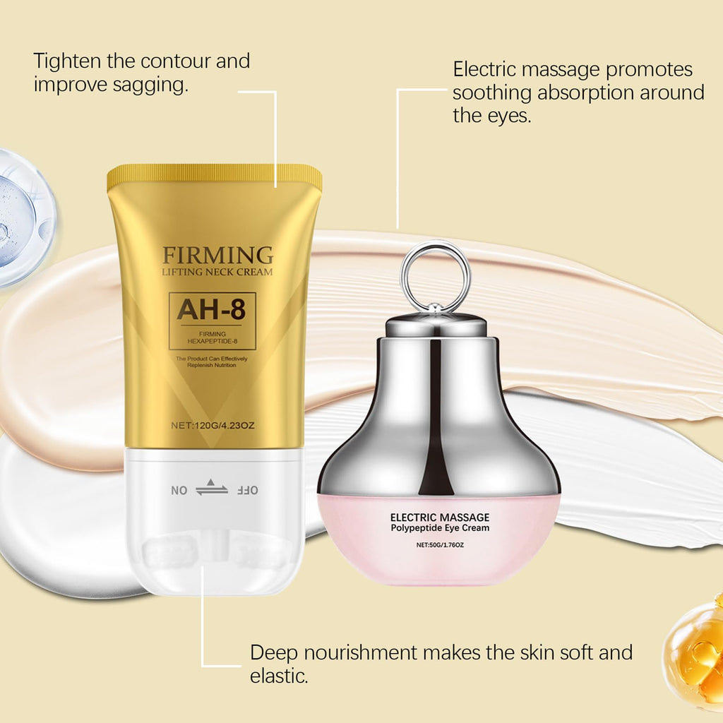 Neck Creams for Firming Roller,AH-8 Firming Neck Cream for Sagging Skin,Neck & Eye Care Set,Eye Cream for Dark Circle and Puffy Eye,Tightening & Reduce Double Chin,Skin Tightening Cream Body