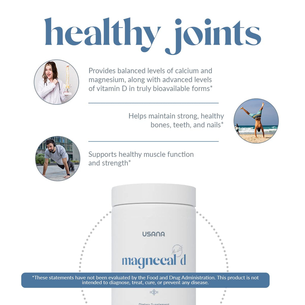 USANA MagneCal D - Balanced Ratio of Magnesium and Calcium Fortified with Vitamin D - 112 Tablets - 28 Day Supply