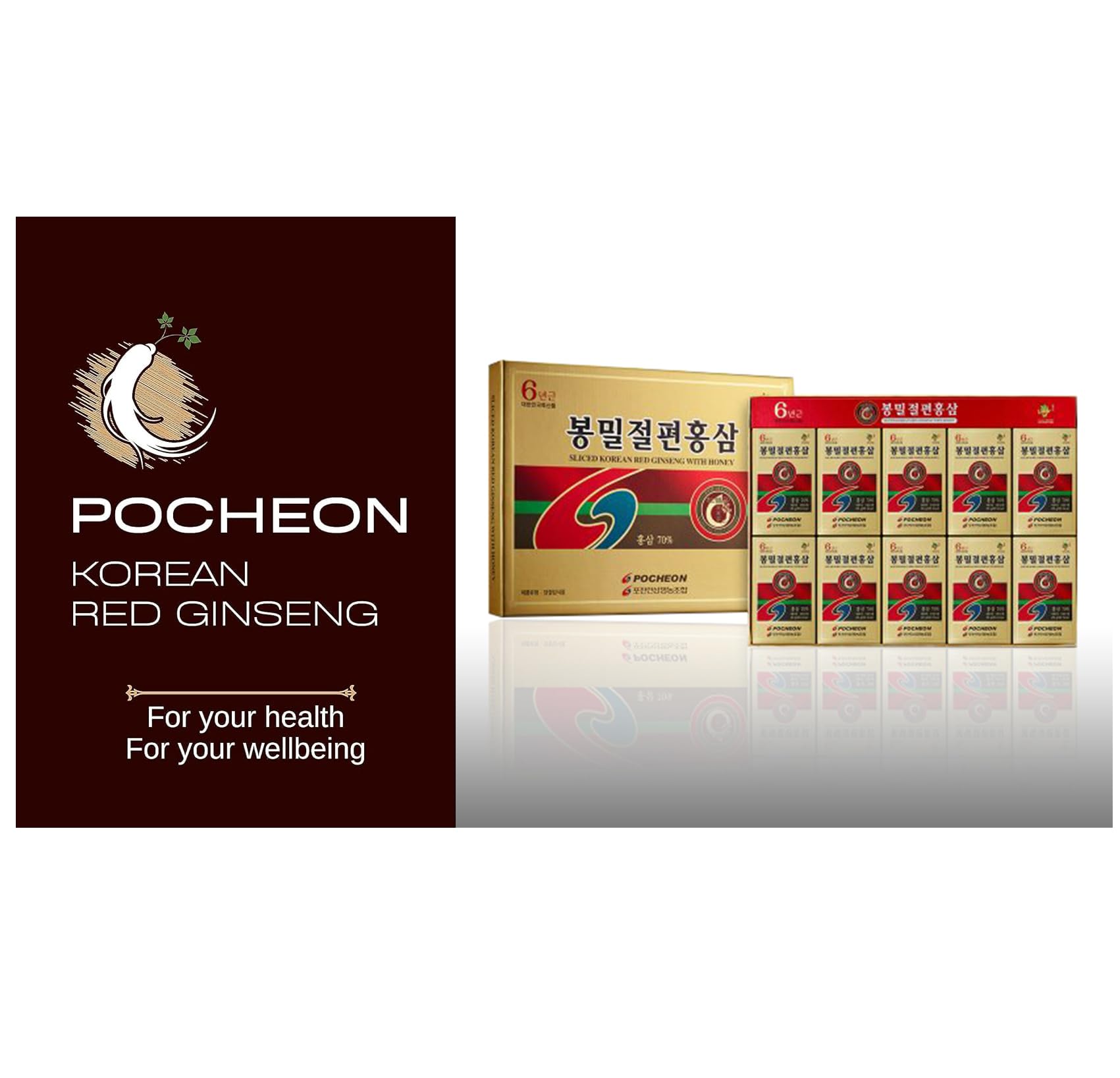 Pocheon 200g(20g x 10) 6Years Sliced Korean Panax Red Ginseng Root with Honey, Natural Immune Support