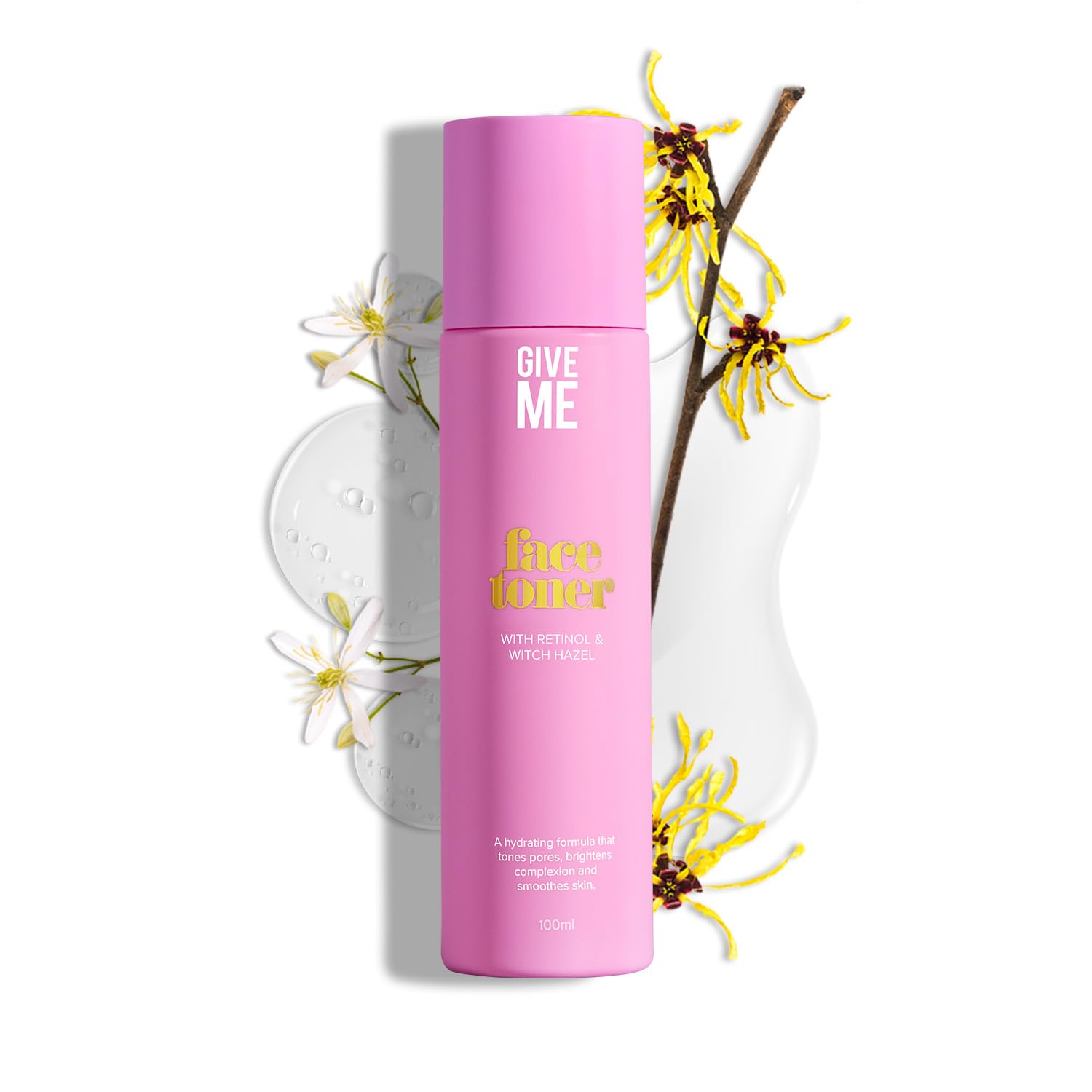 Give Me Cosmetics Witch Hazel Toner for Face, Hydrating, Contains Anti-Aging Retinol and Hyaluronic Acid, Reduces Fine Lines and Wrinkles, Paraben-Free