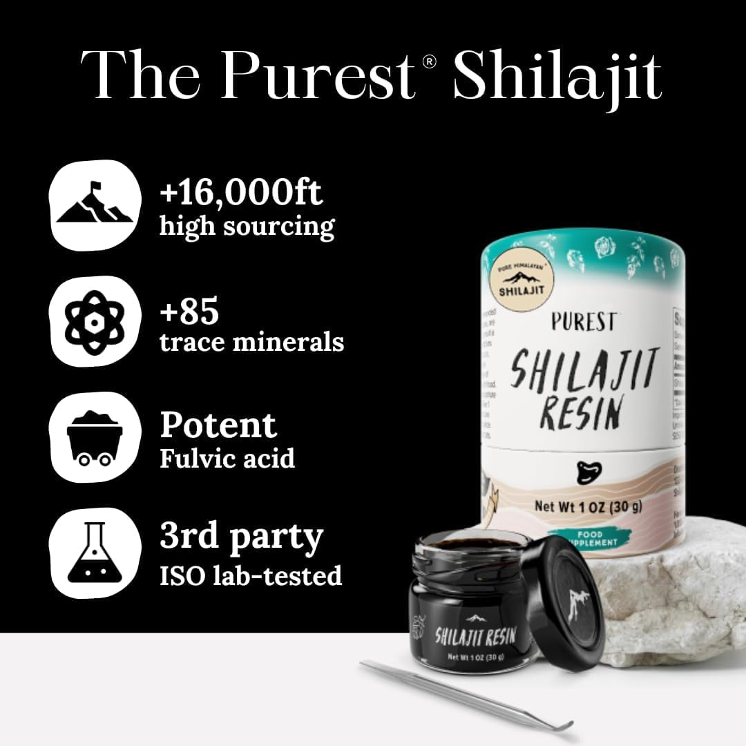 Pure Himalayan Shilajit | 100% Pure Natural Shilajit Grade A Max Potency 85+ Trace Minerals & Fulvic Acid | 3rd Party US Lab Tested | Resin | 115g