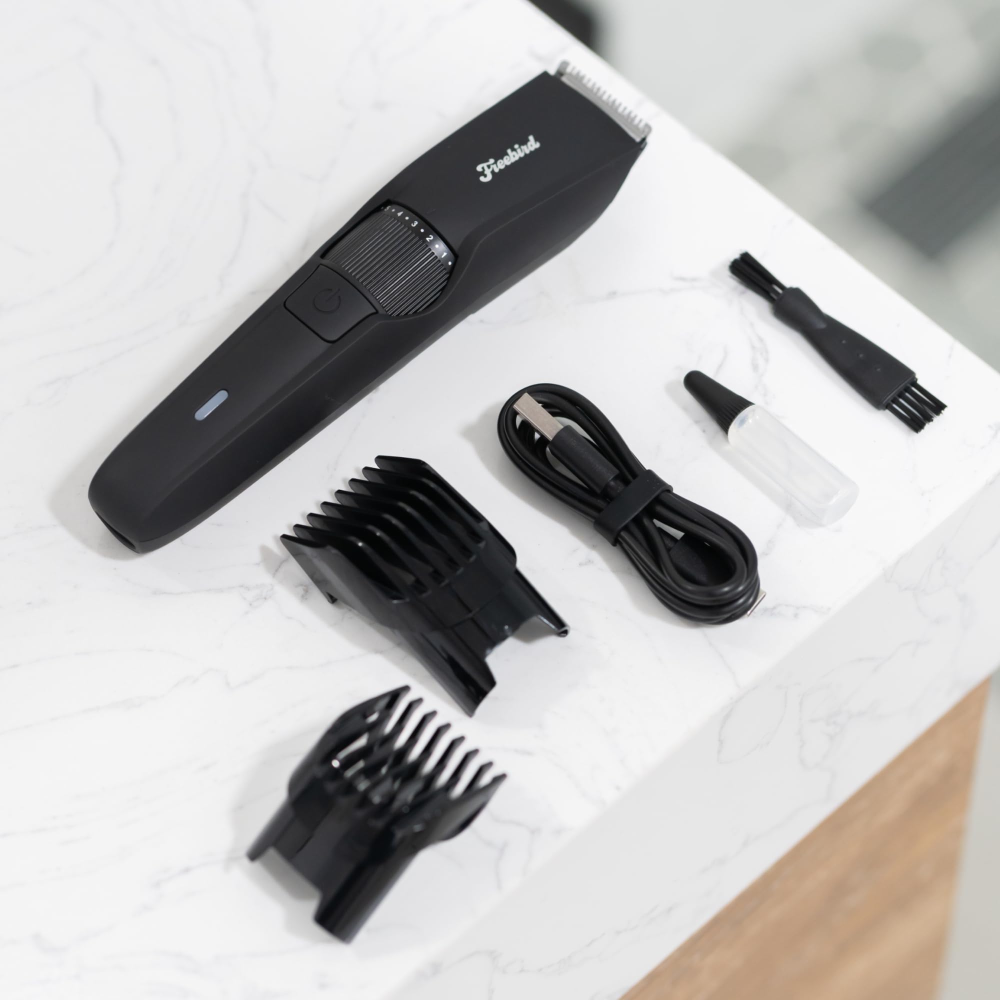 Freebird BeardSeries Trimmer for Men - Ultra Sharp Beard Trimmer with Precision Dial, Stainless Steel Blades, 40 Length Settings, Cordless & Rechargeable, for Beard, Hair, Body, & Intimate Grooming