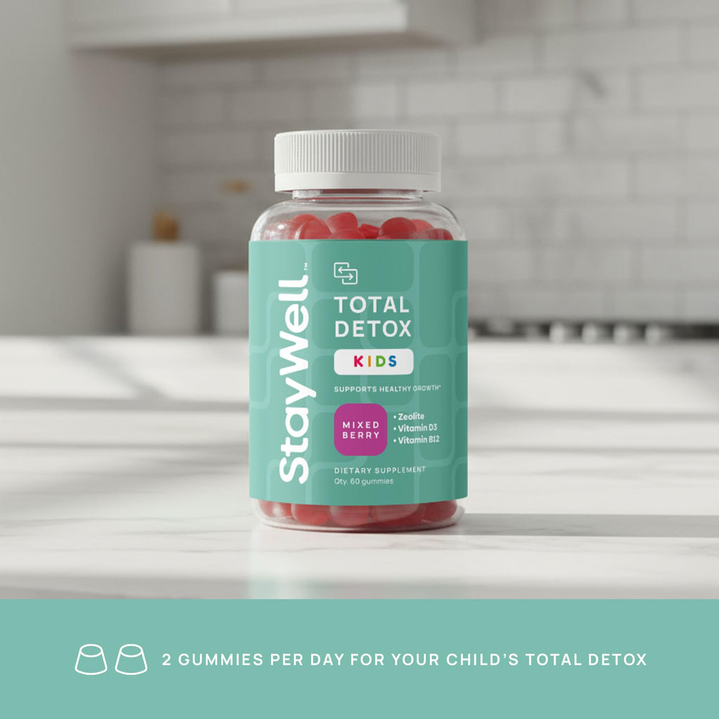 Stay-Well Naturals Natural Zeolite Heavy Metal Detox Kids, Chewable Gummy, Micronized Zeolite, Total Body Metal Cleanse, Toxin Cleanse, Non-GMO, 60 Mixed Berry Gummies