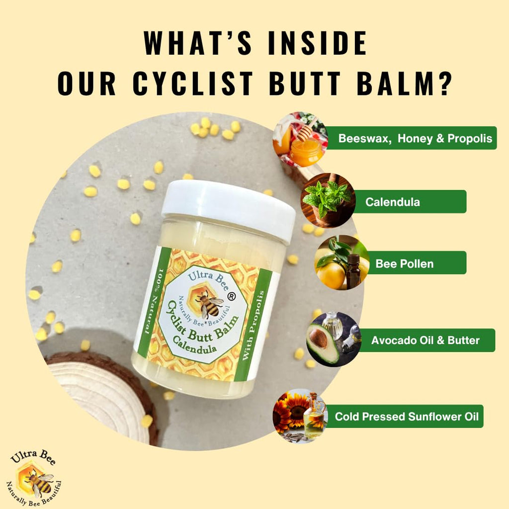 Ultra Bee 100% Natural Anti Chafe Balm 100ml – Propolis & Calendula Chamois Cream for Men & Women – Prevents & Soothes Chafing for Cycling, Running & Sensitive Areas