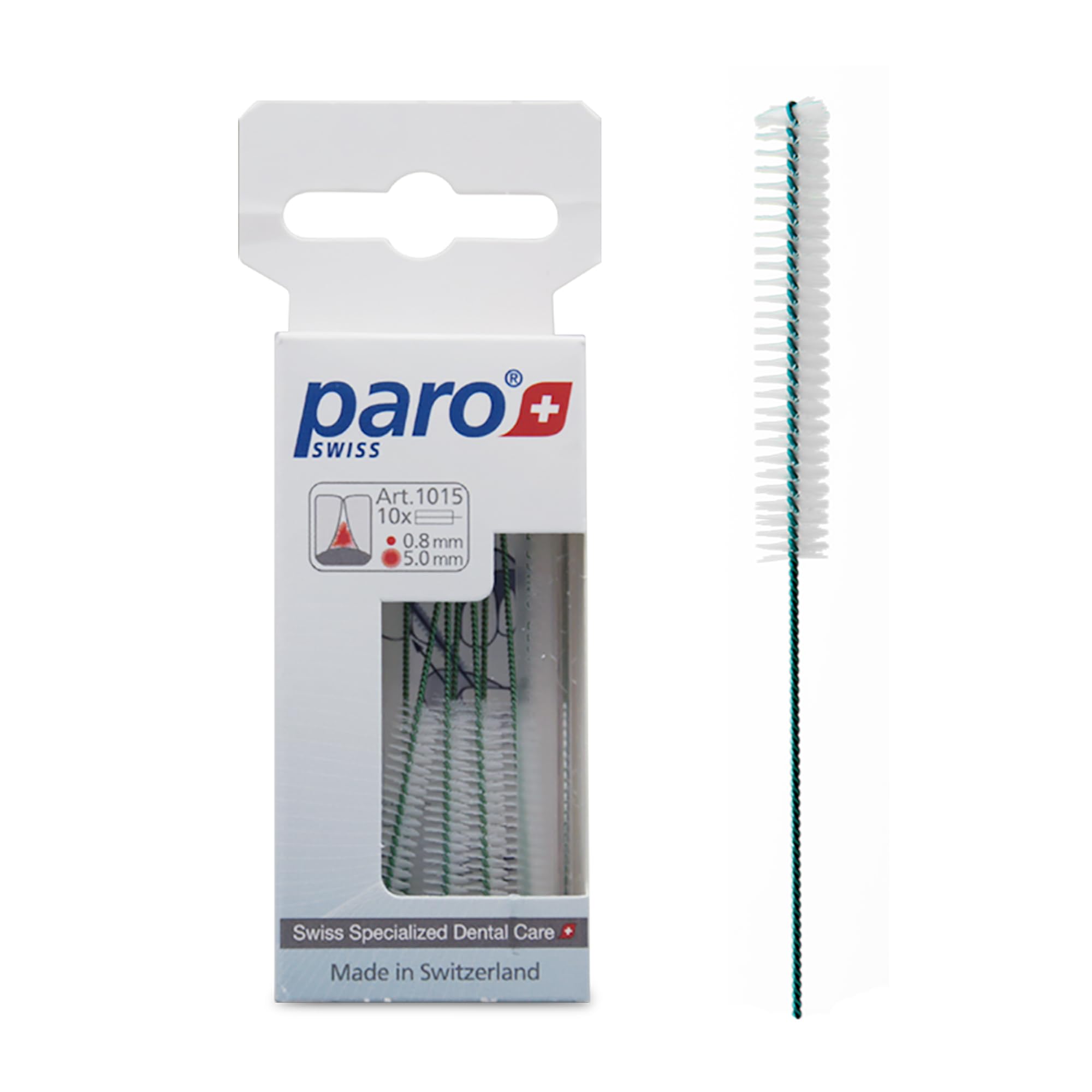 Paro Swiss Isola Long Interdental Brush Fine Green, Cylindrical 5 mm, 10 Count – Dental Brushes for Daily Oral Hygiene (6 Pack)